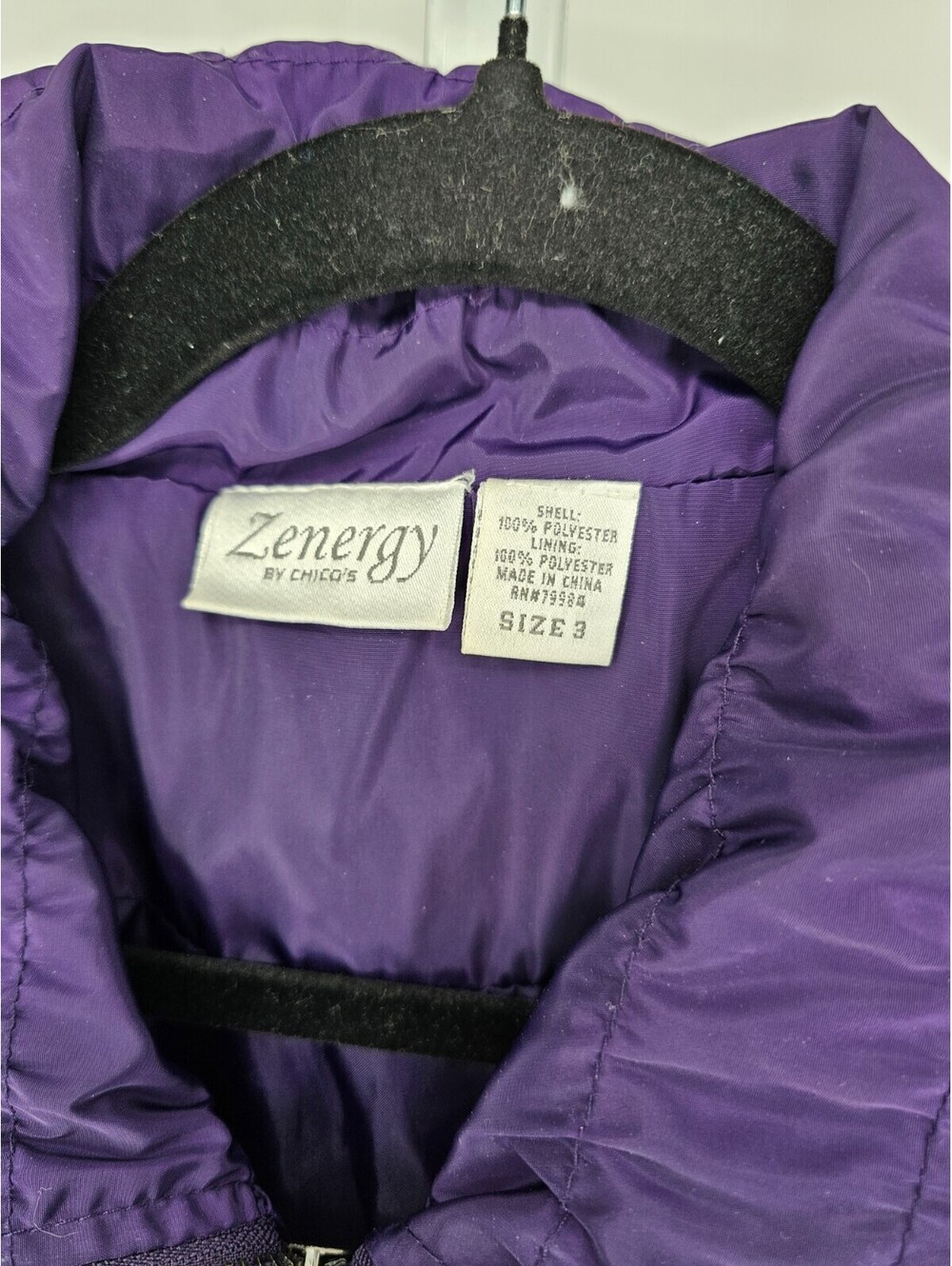 Chico's Zenergy Womens Sz 3 (US XL) purple ruched lightweight jacket Outdoor - Picture 3 of 4